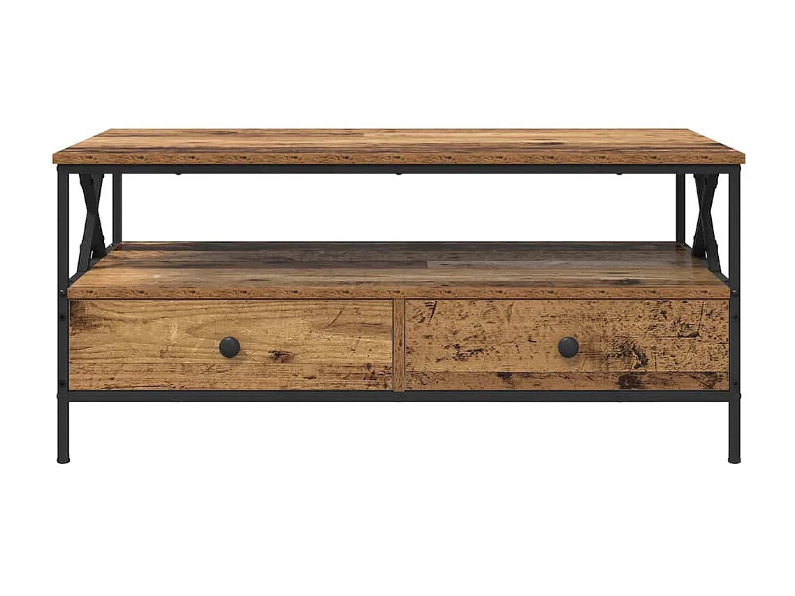 Tavolino da Salotto-Tavolino Basso with Drawer Legno vecchio 100x51x45 cm SHL15528