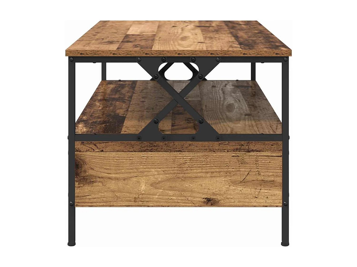 Tavolino da Salotto-Tavolino Basso with Drawer Legno vecchio 100x51x45 cm SHL15528