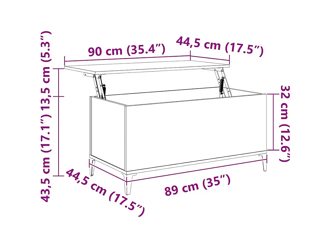Mesa de centro | Mesa auxiliar madera contrachapada roble ahumado 90x90x28 cm SHL4414