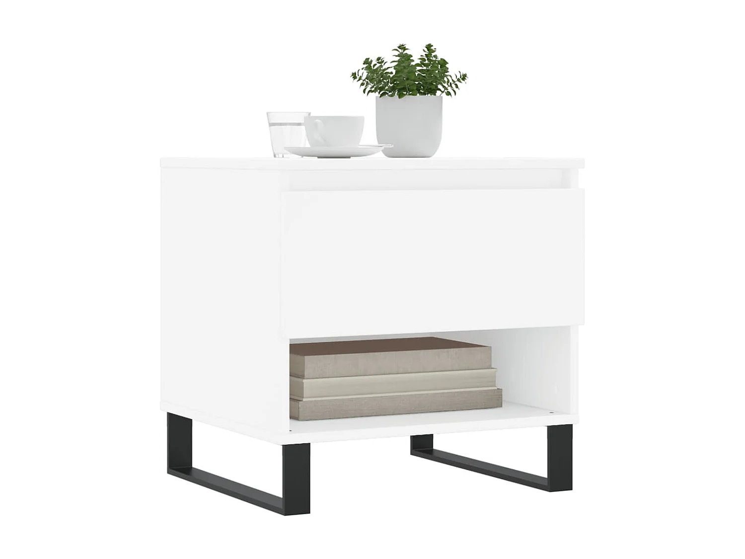 Lot de 2 Tables basses-Tables d'appoint blanc 50x46x50 cm bois d'ingénierie SHL80833