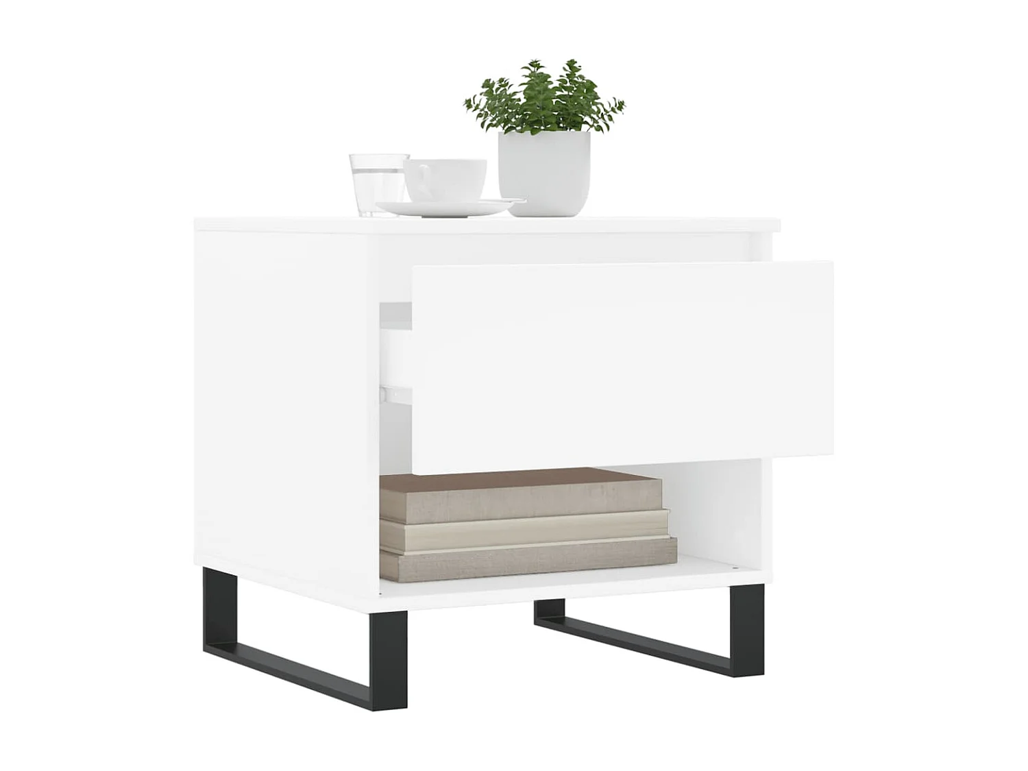 Lot de 2 Tables basses-Tables d'appoint blanc 50x46x50 cm bois d'ingénierie SHL80833