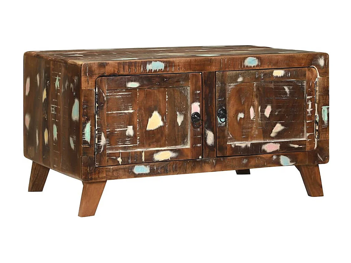 Couchtisch-Wohnzimmertisch-Beistelltische Mehrfarbig 80x54x45 cm Massives Altholz SHL14219