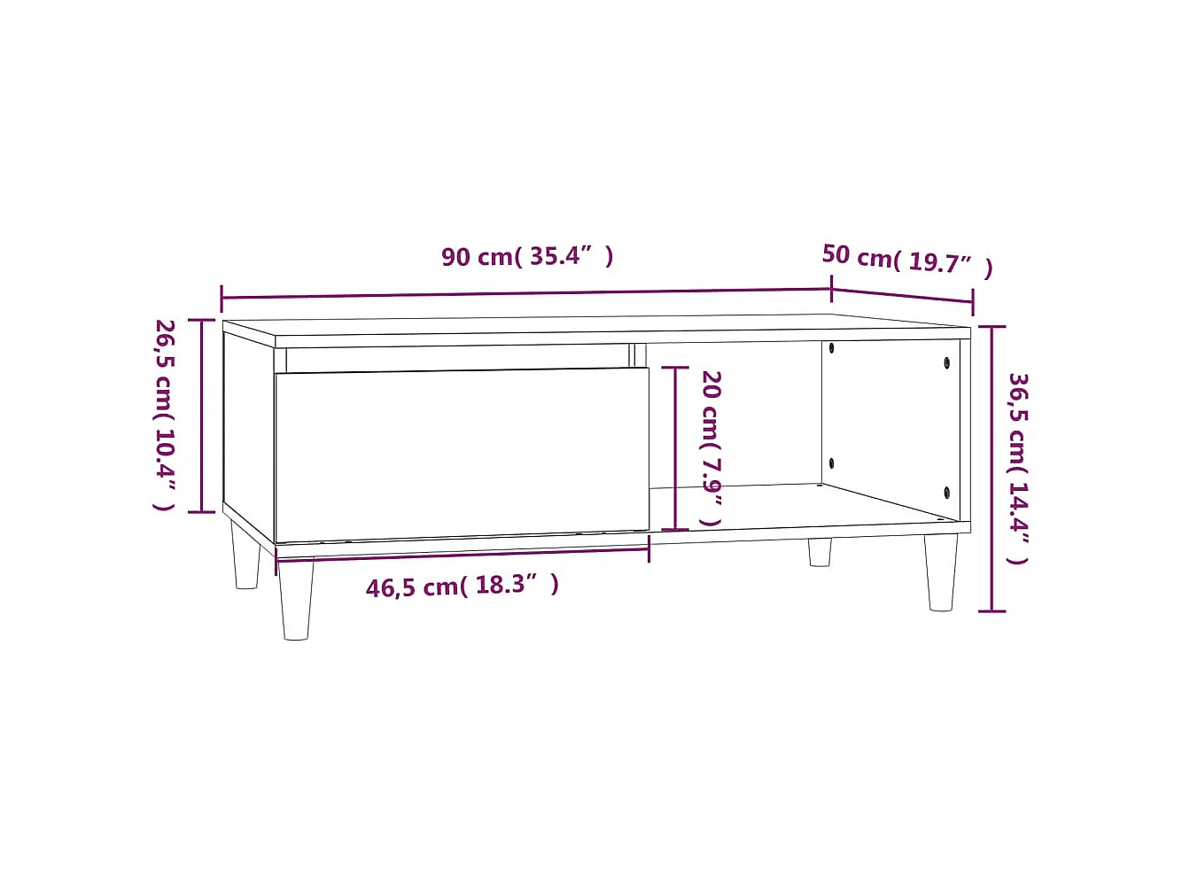 Mesa de centro | Mesa auxiliar madera contrachapada roble Sonoma 100x50x45 cm SHL4168