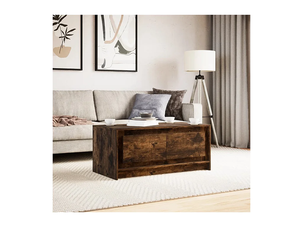 Mesa de centro-Mesa auxiliar madera maciza pino blanco marrón 87,5x42x44 cm SHL2268