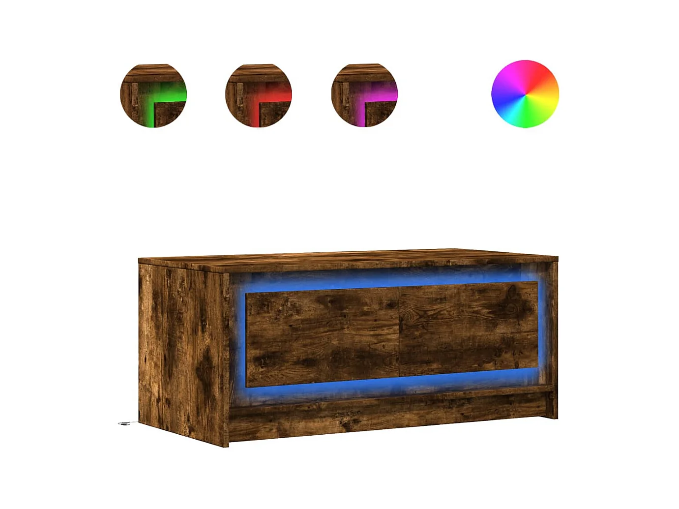 Table basse salon-Table d'appoint avec lumières LED chêne fumé ois d'ingénierie SHL98558