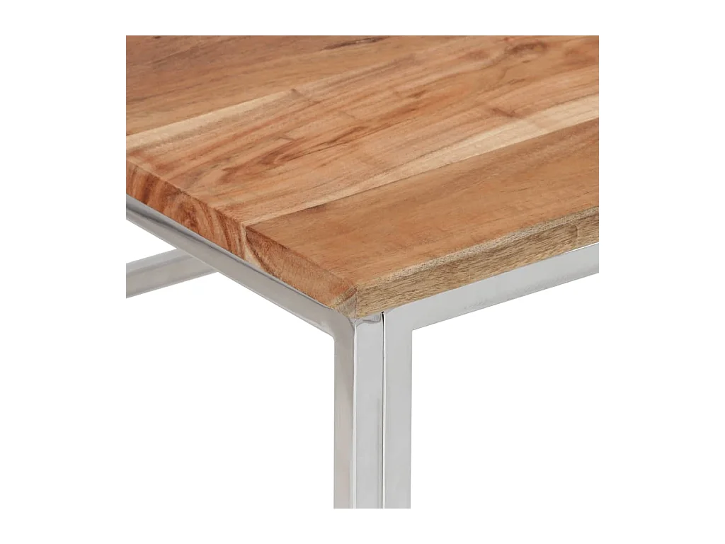 Table basse salon-Table d'appoint argenté acier inoxydable et bois massif d'acacia SHL88671