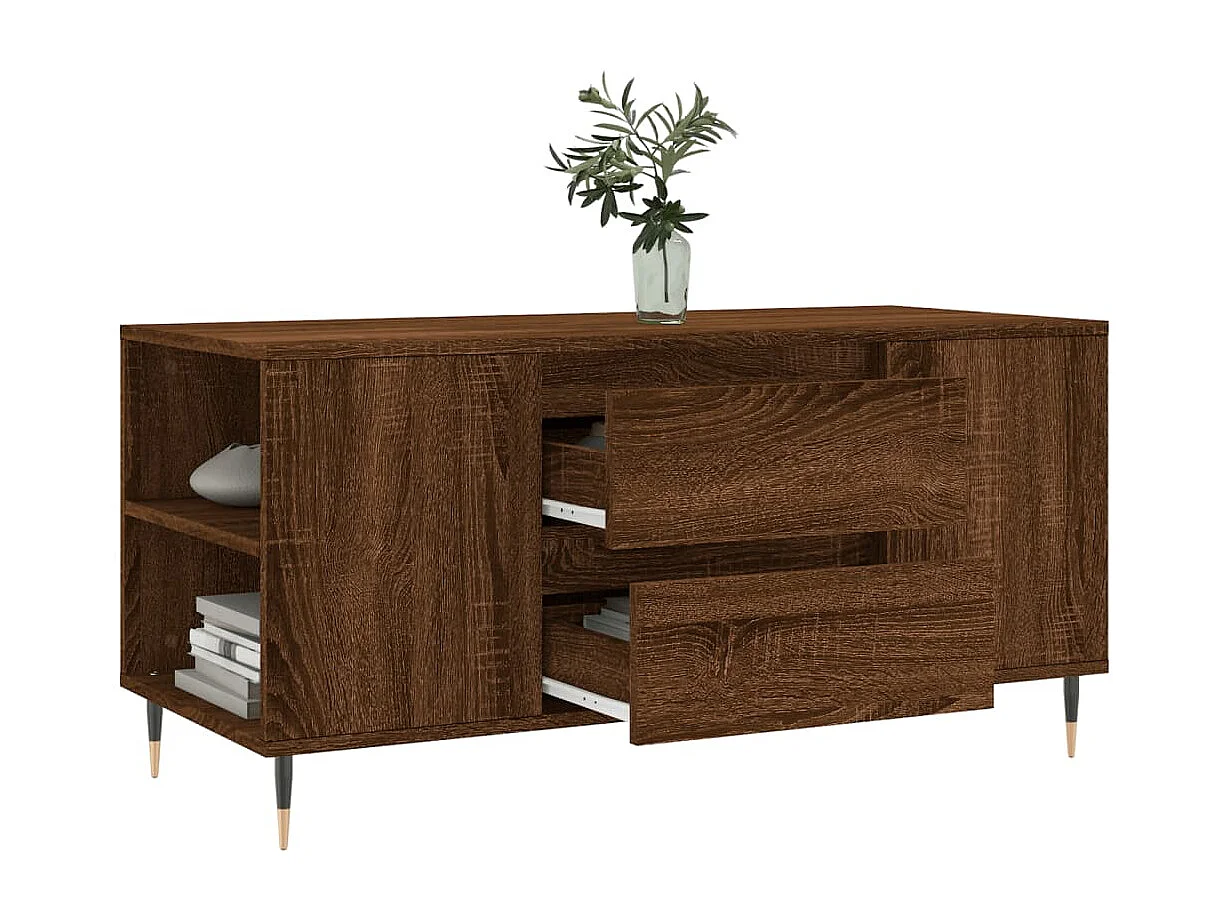 Couchtisch-Wohnzimmertisch-Beistelltische Braun Eichen-Optik 102x44,5x50 cm Holzwerkstoff SHL59164