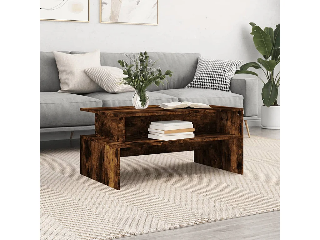 Couchtisch-Wohnzimmertisch-Beistelltische Räuchereiche 90x55x42,5 cm Holzwerkstoff SHL7371