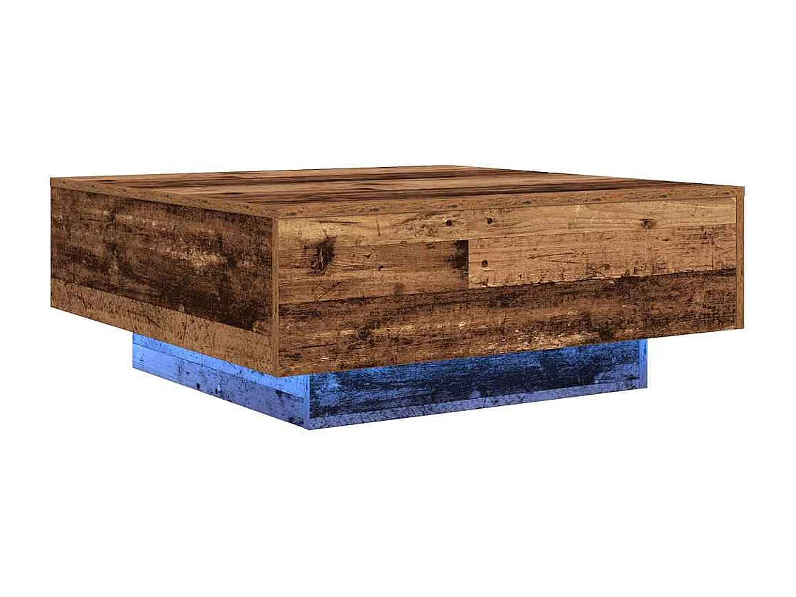 Salontafel | Koffietafel Oud hout Blauw 80 x 80 x 31 cm Bewerkt hout