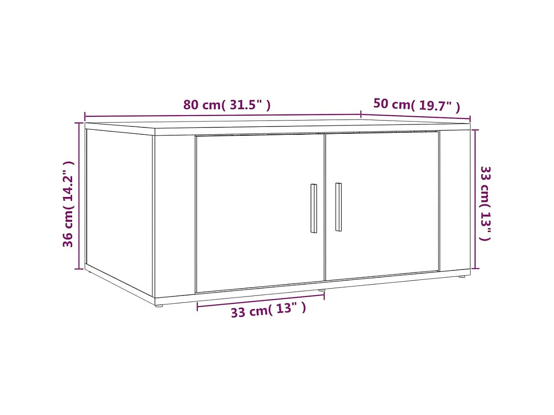 Mesa de centro | Mesa auxiliar madera contrachapada marrón roble 80x50x35 cm SHL3876
