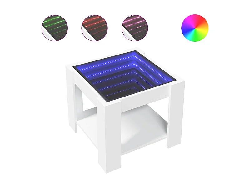 Table basse salon-Table d'appoint avec LED blanc 53x53x45 cm bois d'ingénierie SHL8506