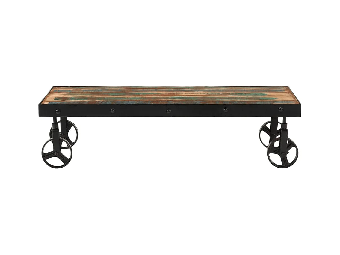 Table basse salon-Table d'appoint roulettes bois de récupération massif 100x55x26 cm SHL70345