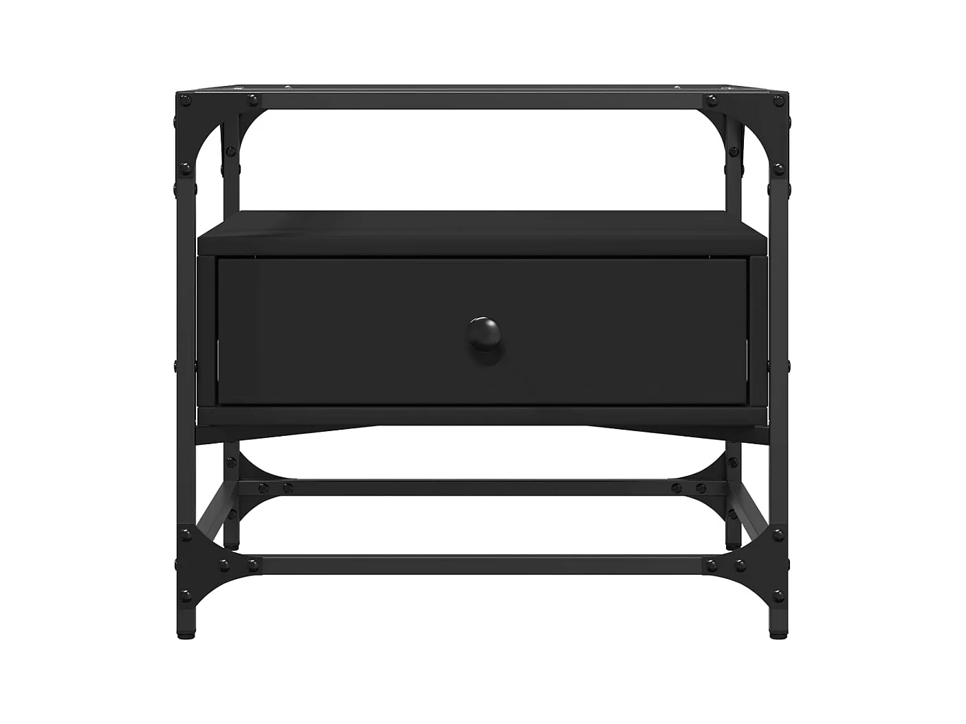 Mesa de centro-Mesa auxiliar madera contrachapada blanco brillo 50x50x35 cm SHL3566