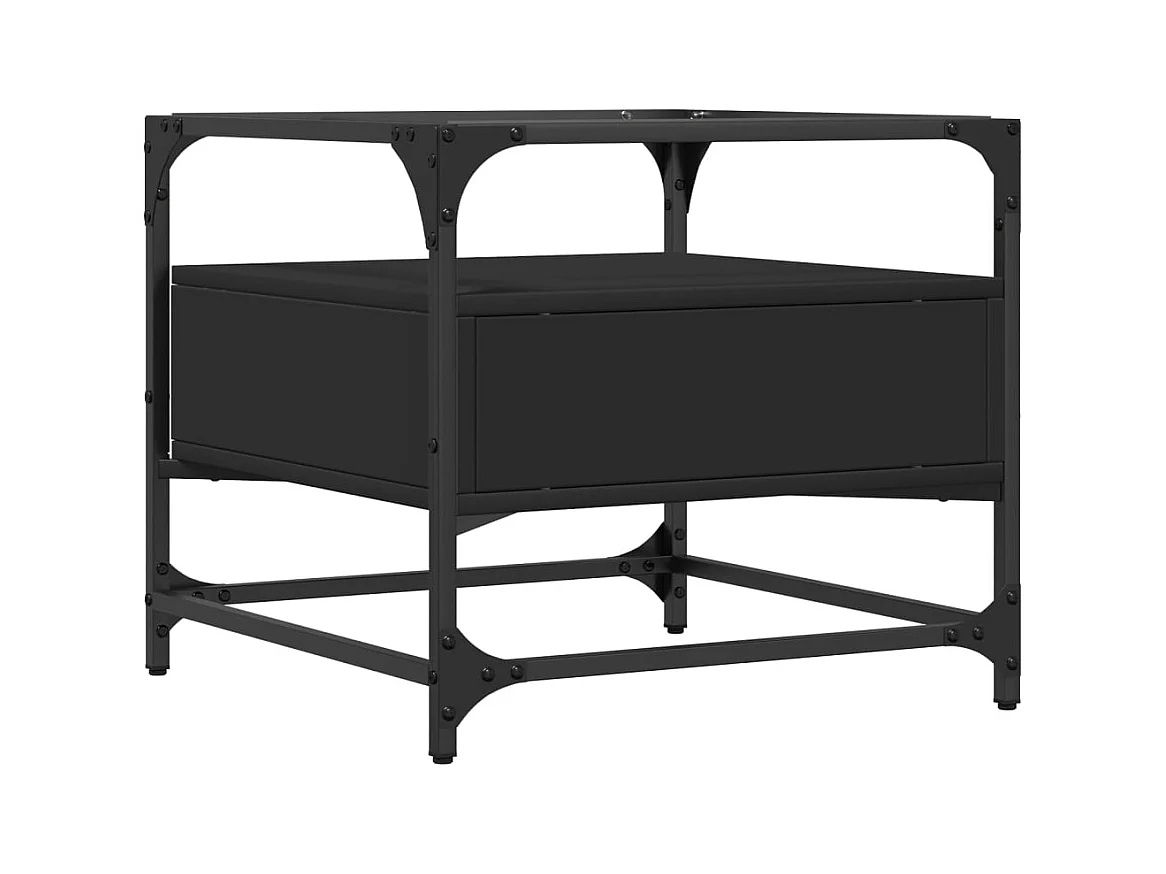 Mesa de centro-Mesa auxiliar madera contrachapada blanco brillo 50x50x35 cm SHL3566