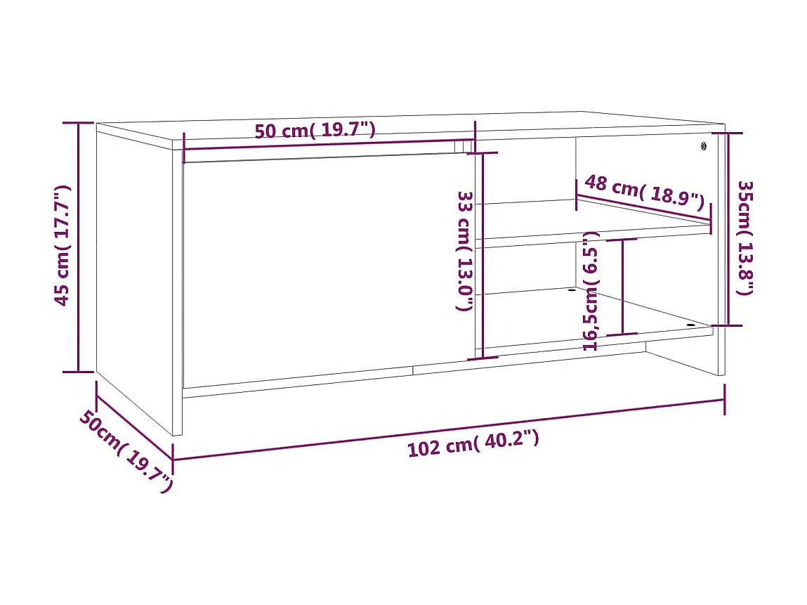 Couchtisch-Sofatisch-Beistelltische Räuchereiche 102x50x45 cm Holzwerkstoff SHL93575