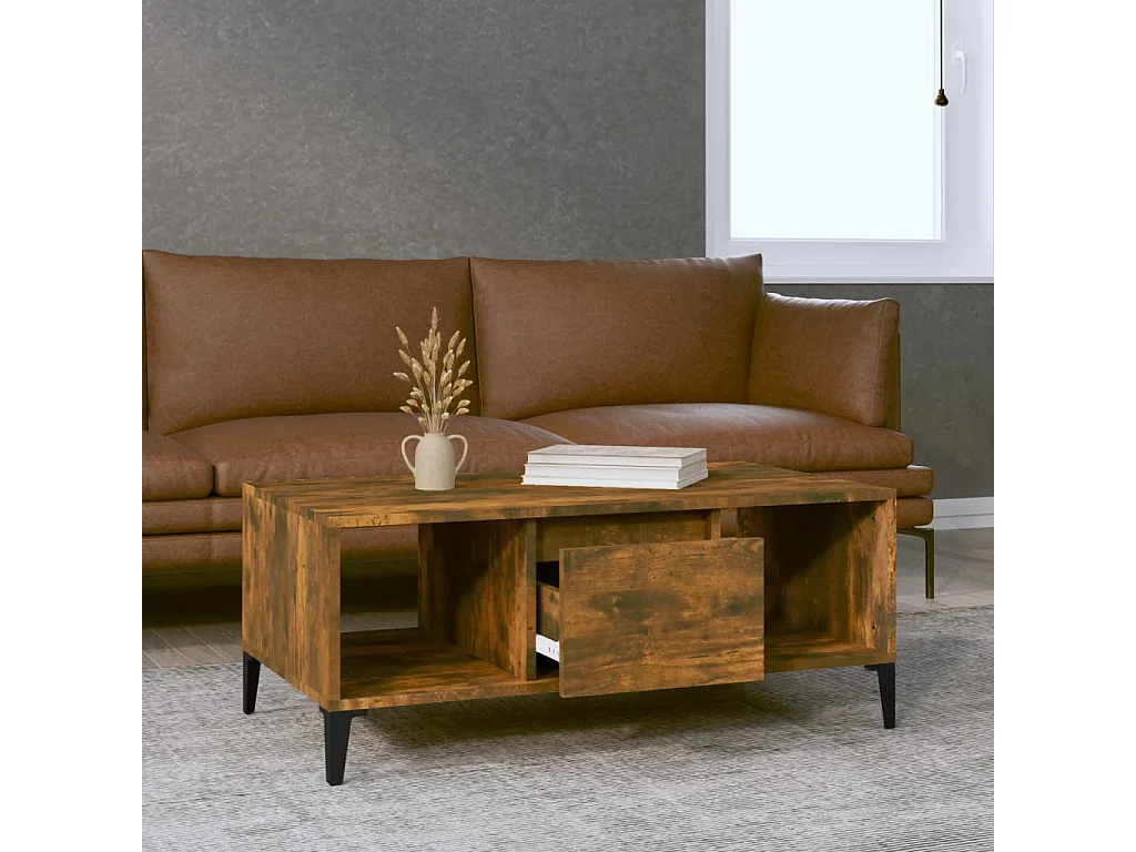 Mesa de centro | Mesa de apoio 90x50x36.5 cm derivados madeira carvalho fumado