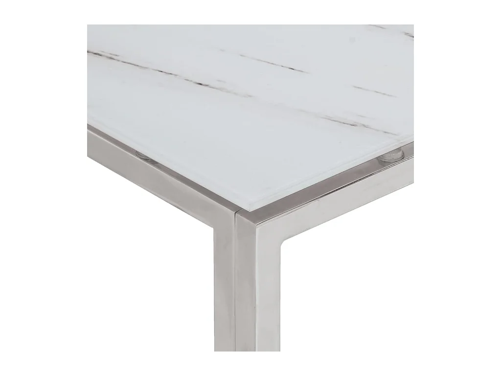 Table basse salon-Table d'appoint argenté acier inoxydable et verre trempé SHL60792