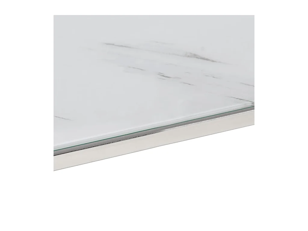 Table basse salon-Table d'appoint argenté acier inoxydable et verre trempé SHL60792