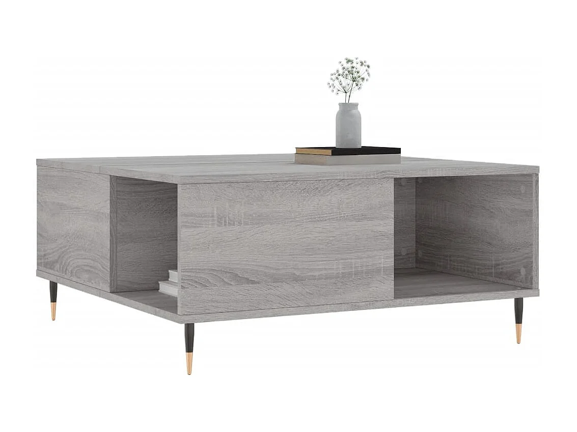Mesa de centro | Mesa auxiliar madera ingeniería metal roble Sonoma 95x95x45 cm SHL2234
