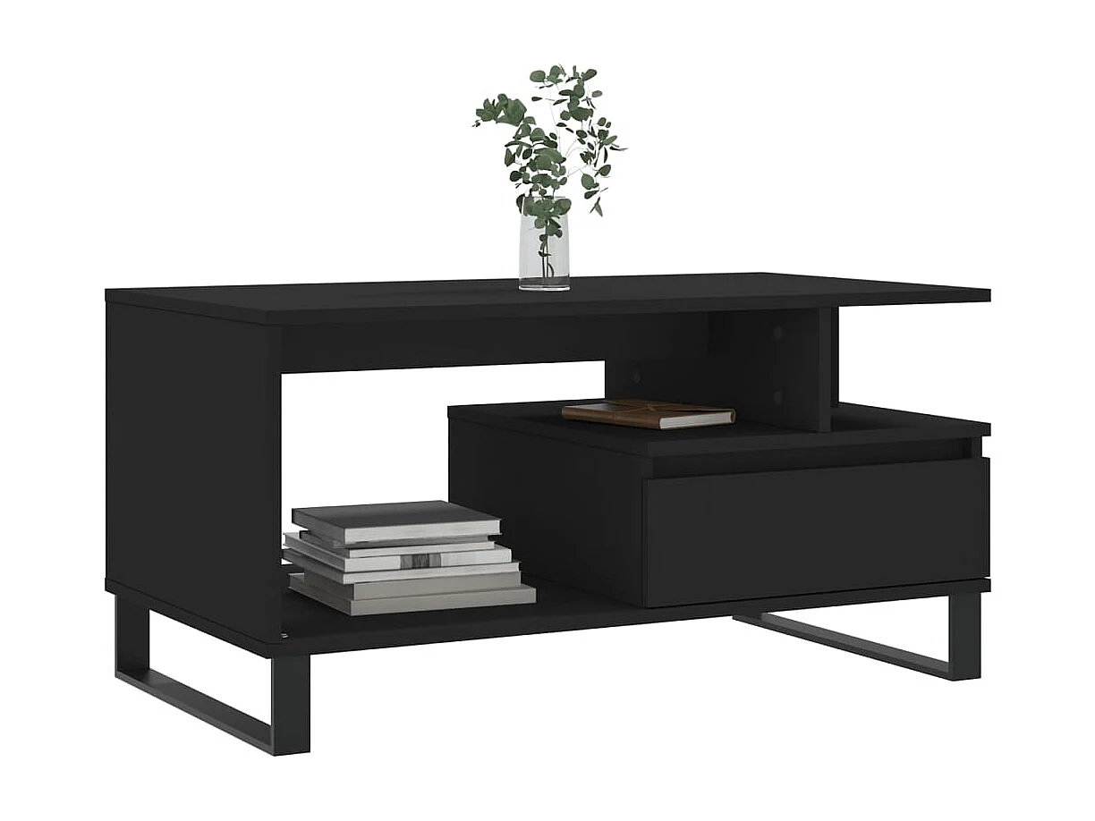 Salontafel | Woonkamertafel | Bijzettafel 90x49x45 cm bewerkt hout zwart