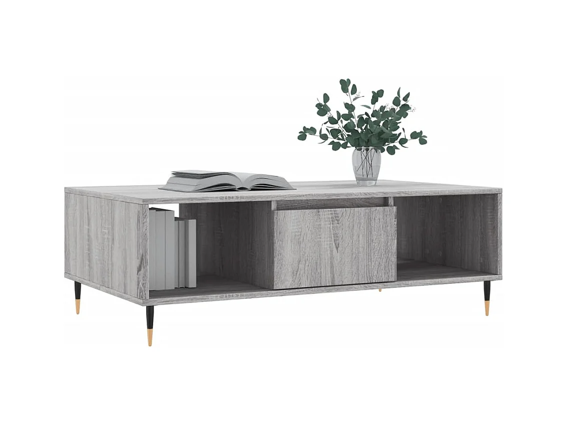 Mesa de centro | Mesa de apoio 104x60x35 cm derivados madeira cinzento sonoma