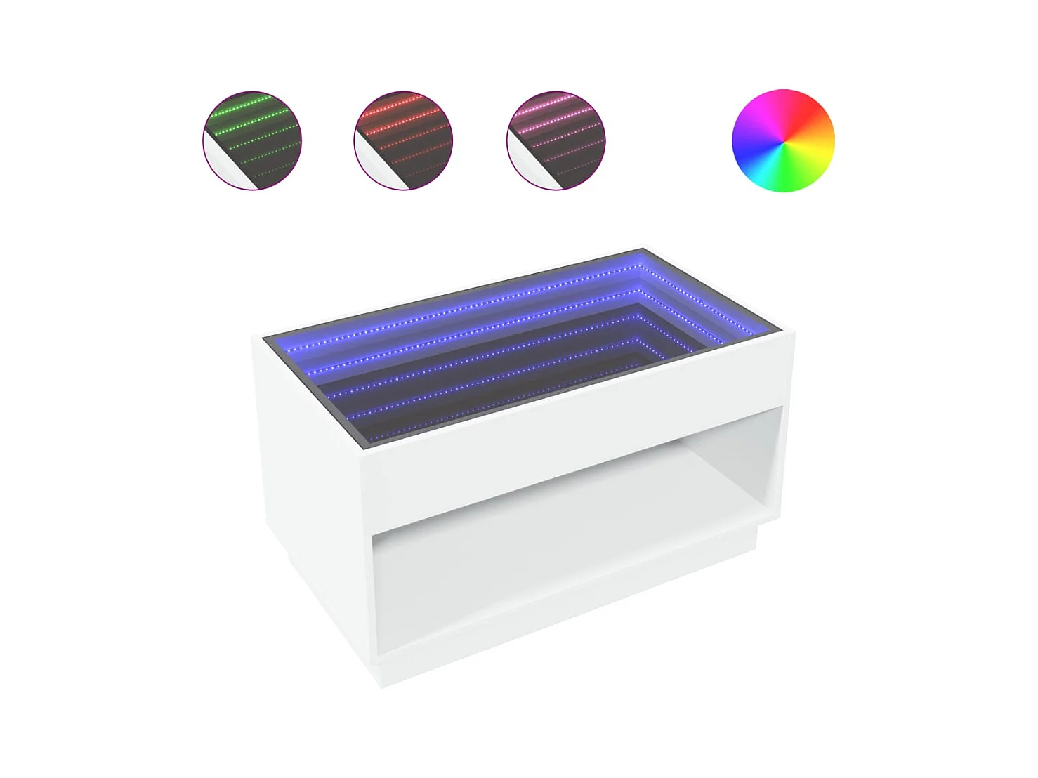 Table basse salon-Table d'appoint avec LED infini blanc 90x50x50 cm SHL9994