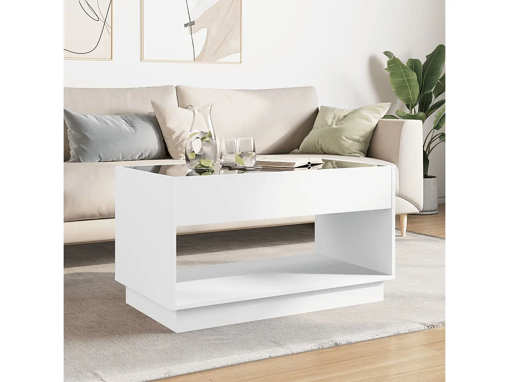 Couchtisch mit Infinity-LED | Beistelltische | Sofatisch Weiß 90x50x50 cm SHL20685