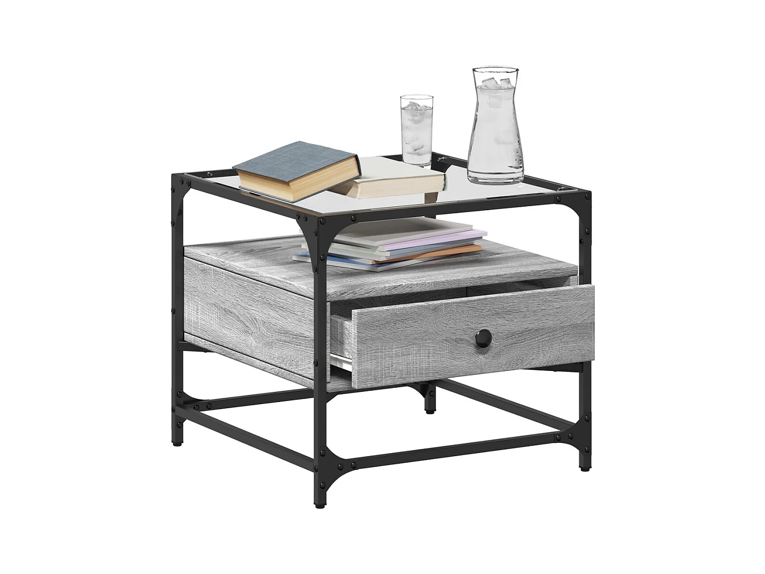 Mesa de centro-Mesa auxiliar madera contrachapada blanco brillo 85x55x31 cm SHL419676