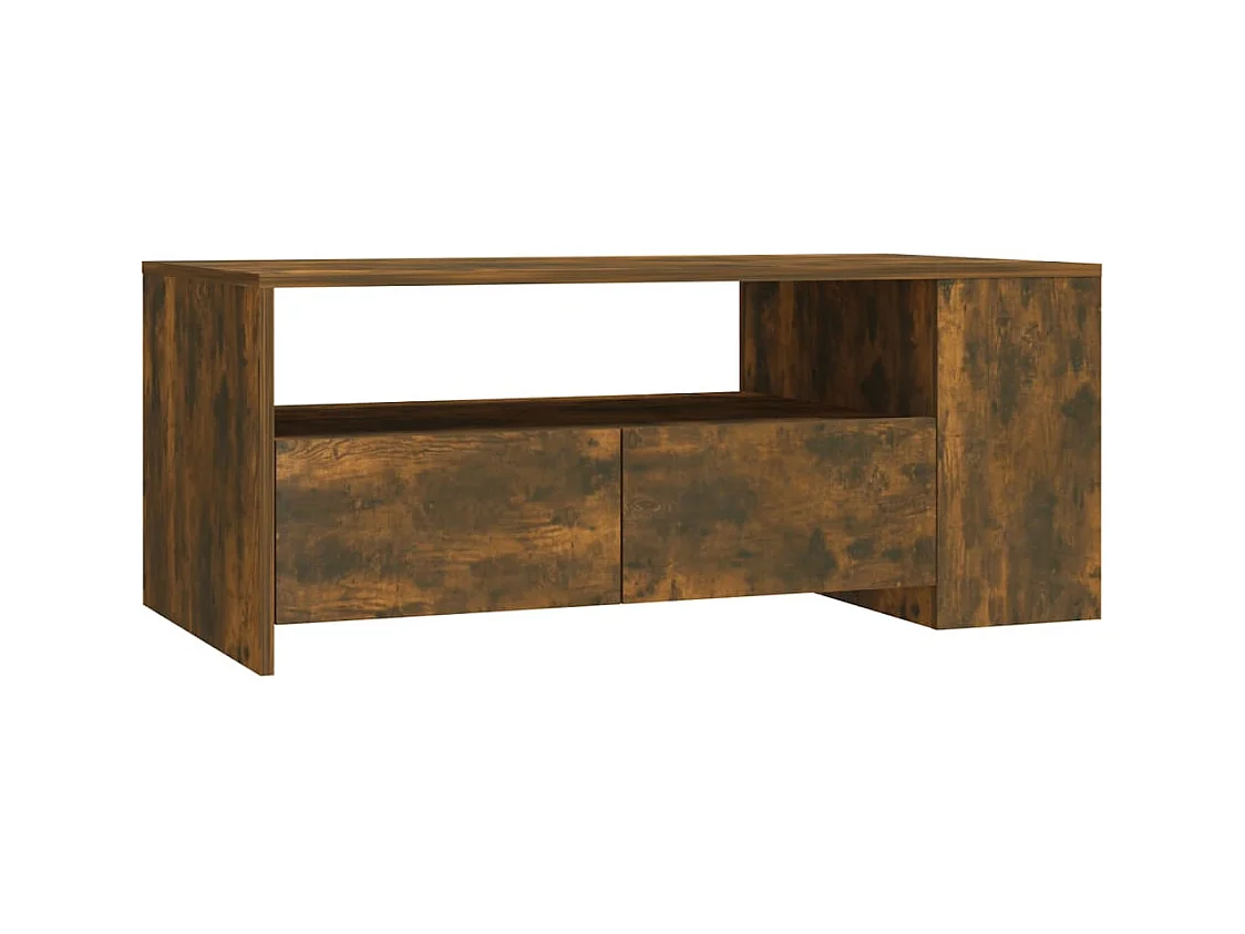 Table basse salon-Table d'appoint chêne fumé 102x55x42 cm bois d'ingénierie SHL61056