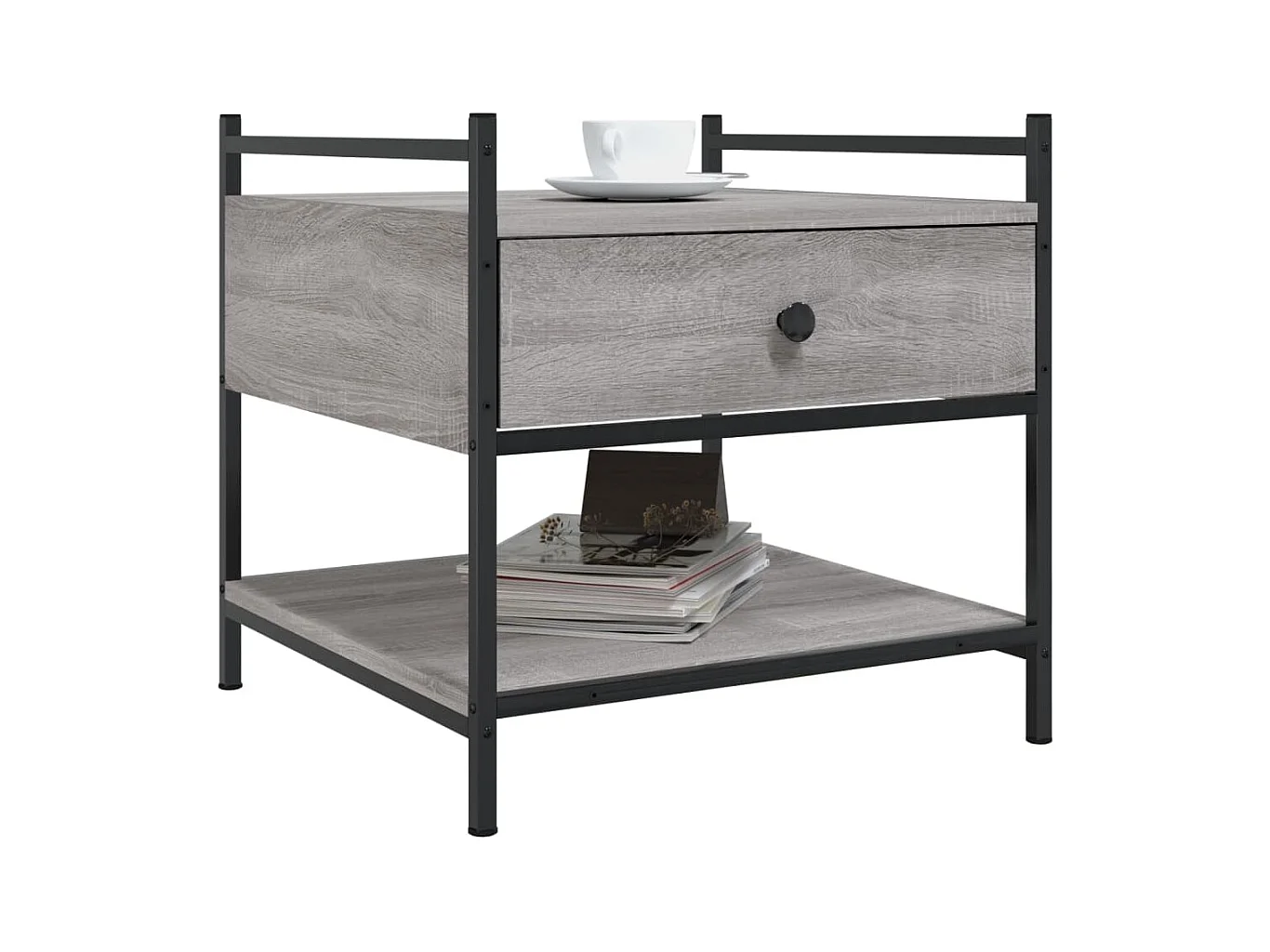 Mesa de centro-Mesa auxiliar acero inoxidable madera maciza traviesa dorado SHL4069