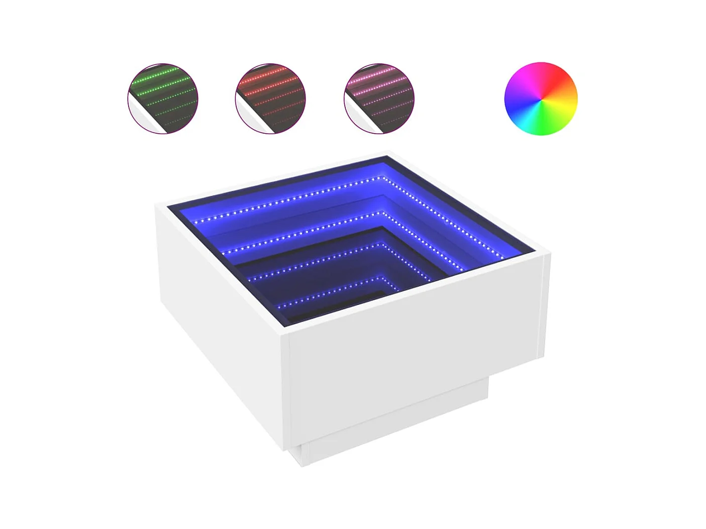 Table basse salon-Table d'appoint avec LED blanc 50x50x30 cm bois d'ingénierie SHL7877