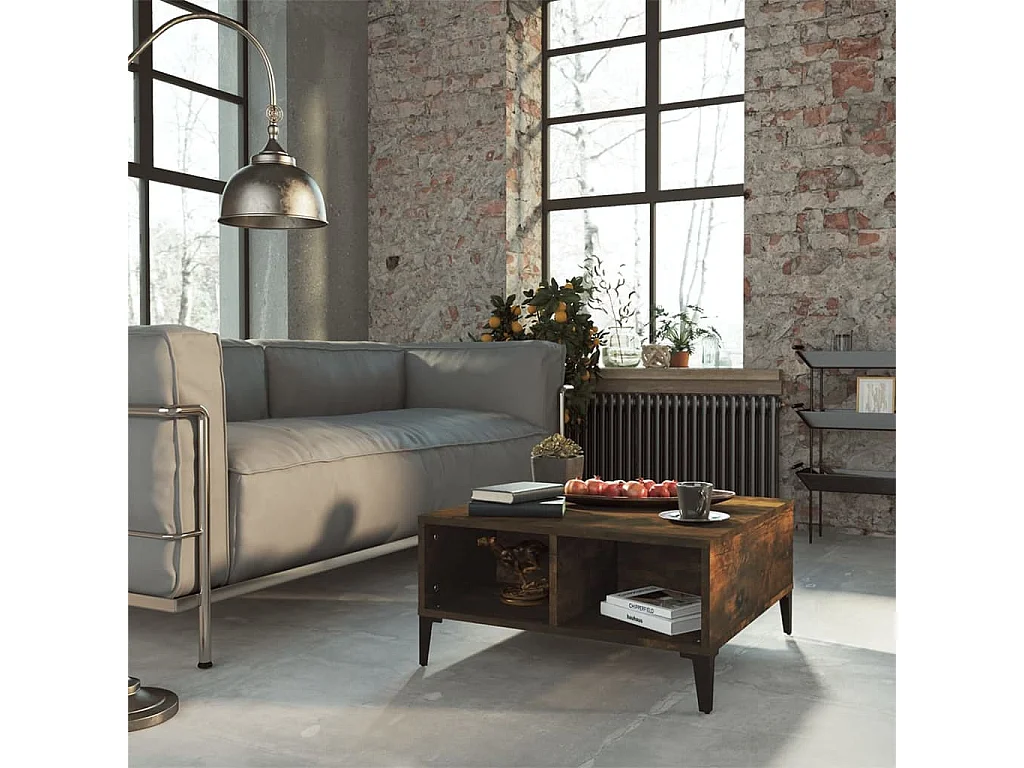 Mesa de centro | Mesa auxiliar madera contrachapada blanco brillo 102x50x44 cm SHL1465