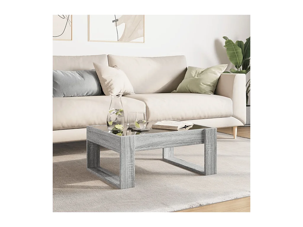 Mesa de centro-Mesa auxiliar madera de ingeniería gris hormigón 55x55x43 cm SHL4824