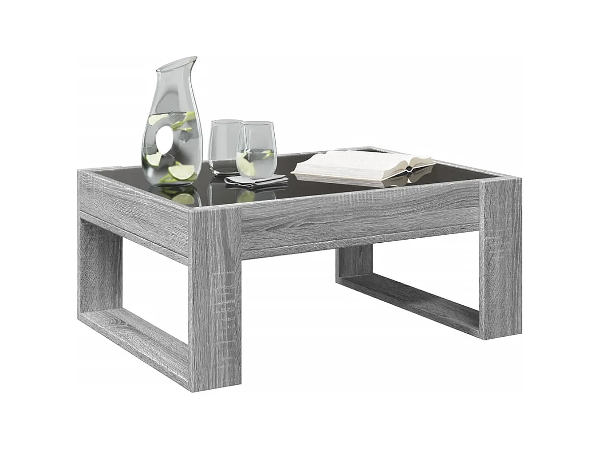 Mesa de centro-Mesa auxiliar madera de ingeniería gris hormigón 55x55x43 cm SHL4824