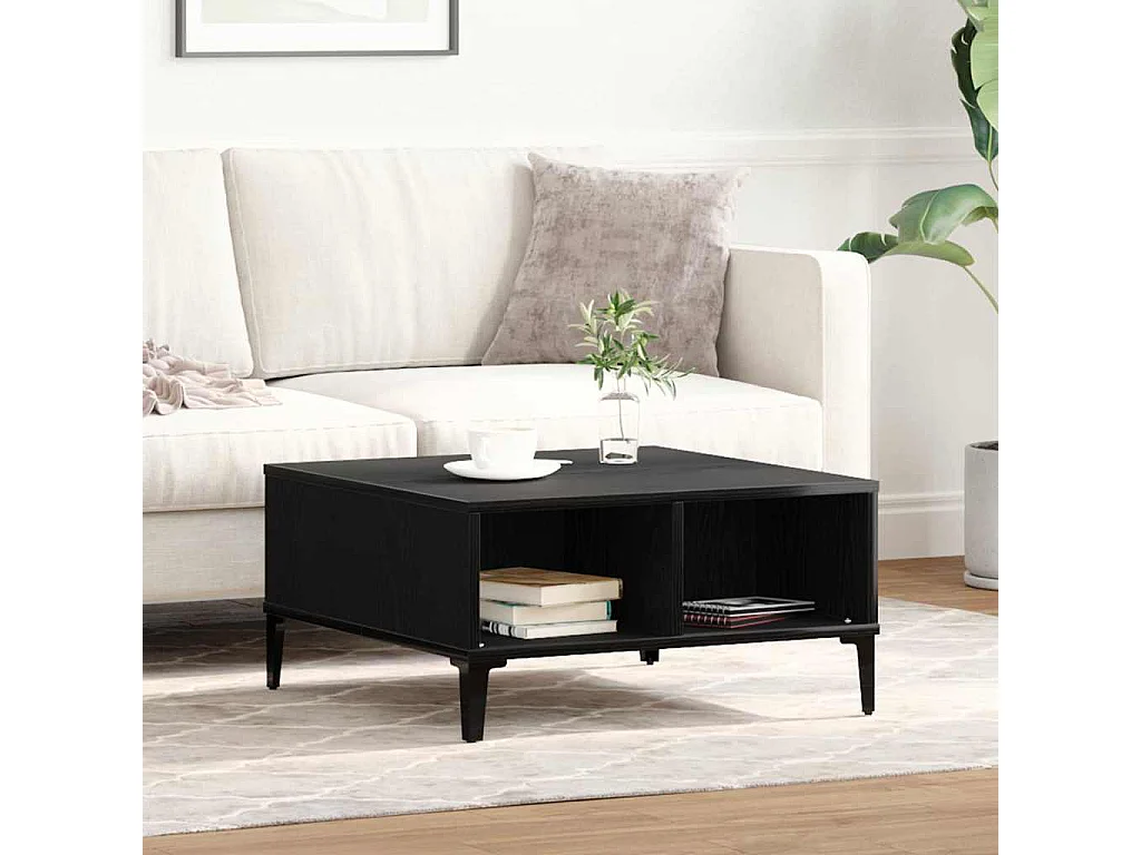 Tavolino da Salotto-Tavolino Basso Rovere Nero 60x60x30 cm SHL70197