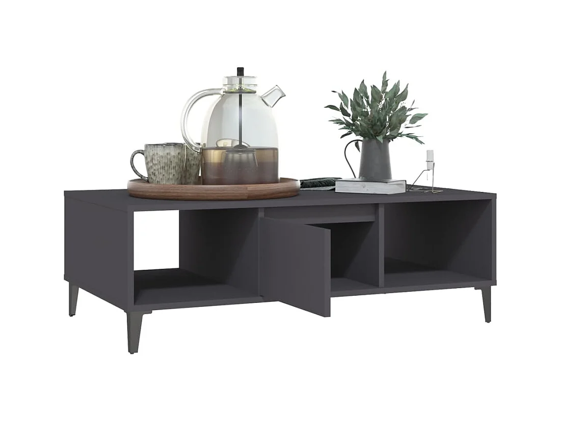 Mesa de centro | Mesa auxiliar con luz LED madera ingeniería blanca 50x50x45 cm SHL4216