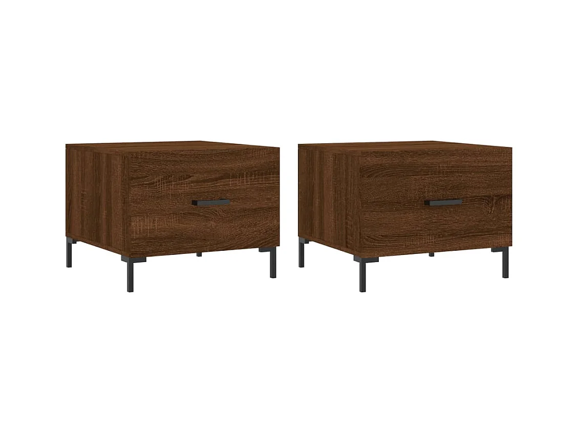 Lot de 2 Tables basses-Tables d'appoint chêne marron 50x50x40 cm bois d'ingénierie SHL15220