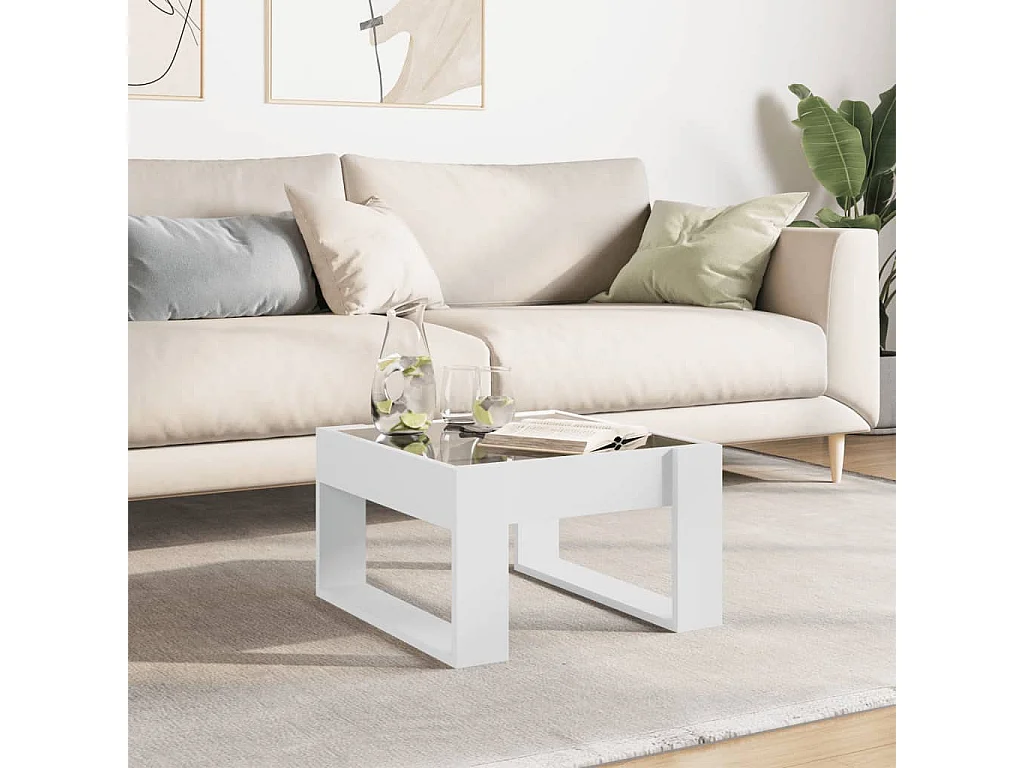 Couchtisch mit Infinity-LED | Beistelltische | Sofatisch Weiß 50x53x30 cm SHL68440