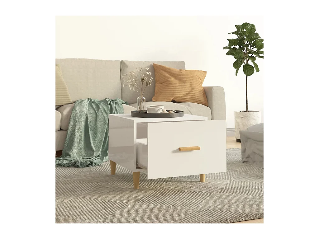 Mesa de centro | Mesa auxiliar madera contrachapada blanco 51x50x44 cm SHL814993