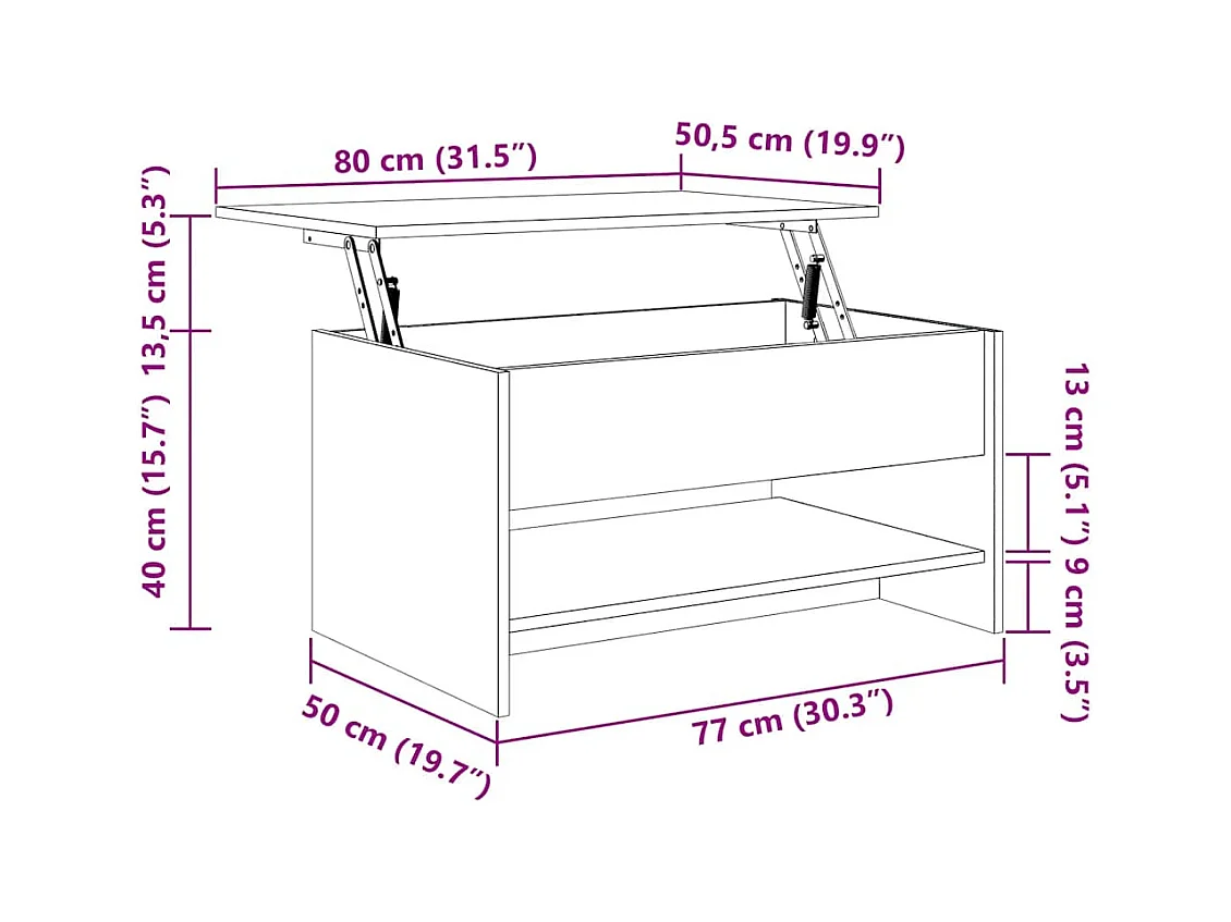 Mesa de centro | Mesa auxiliar madera contrachapada roble ahumado 50x50x35 cm SHL1569