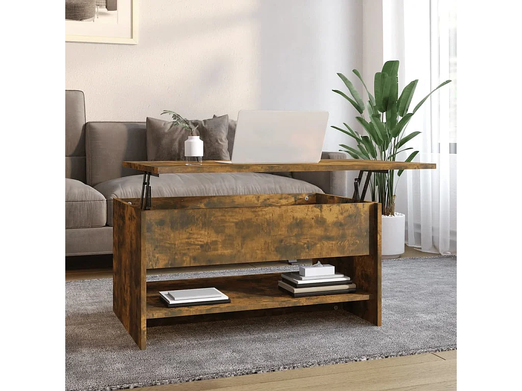 Table basse salon-Table d'appoint Chêne fumé 80x50x40 cm Bois d'ingénierie SHL96255