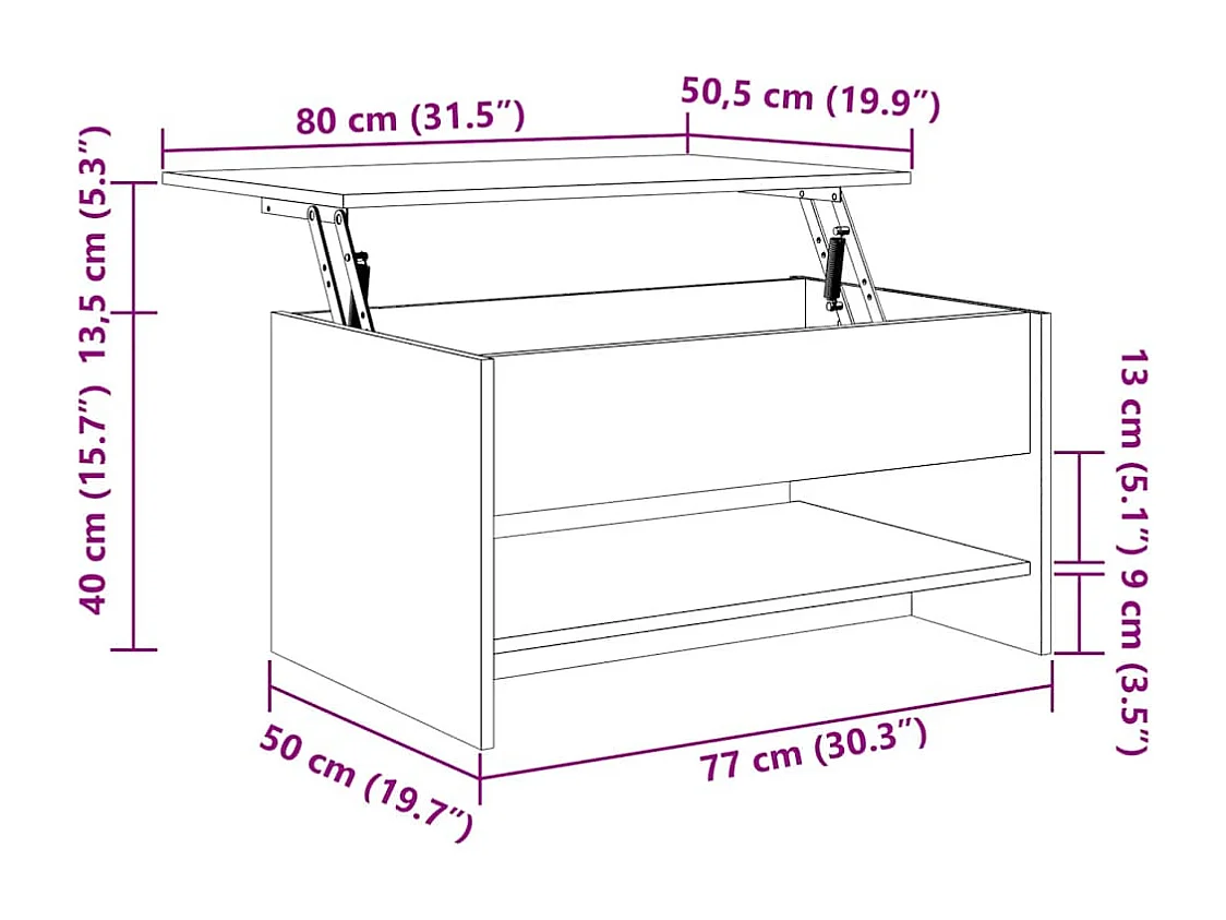 Table basse salon-Table d'appoint Chêne fumé 80x50x40 cm Bois d'ingénierie SHL96255