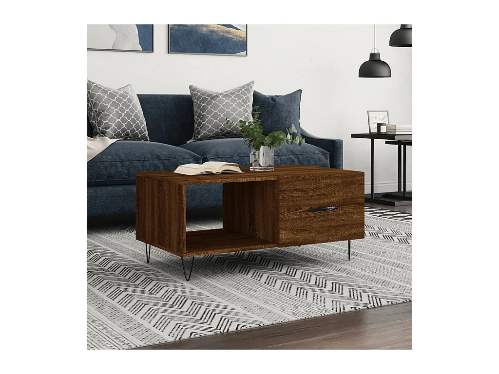 Mesa de centro | Mesa auxiliar madera de ingeniería negra 75x51x40 cm SHL51990