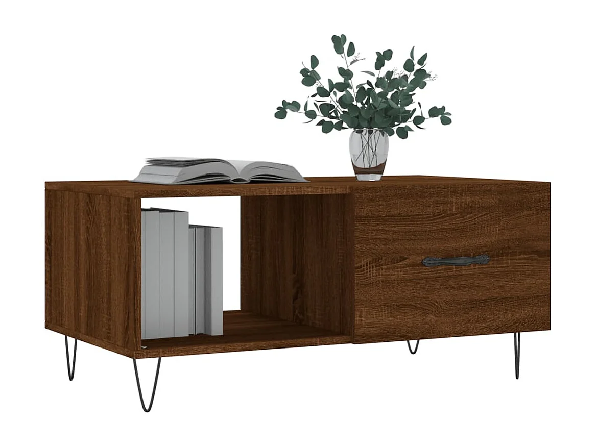 Table basse salon-Table d'appoint chêne marron 90x50x40 cm bois d'ingénierie SHL57195