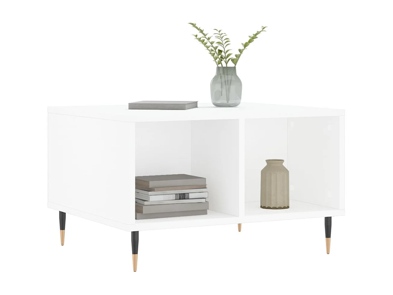 Mesa de centro | Mesa auxiliar madera de ingeniería y metal negro 70x50x50 cm SHL2747