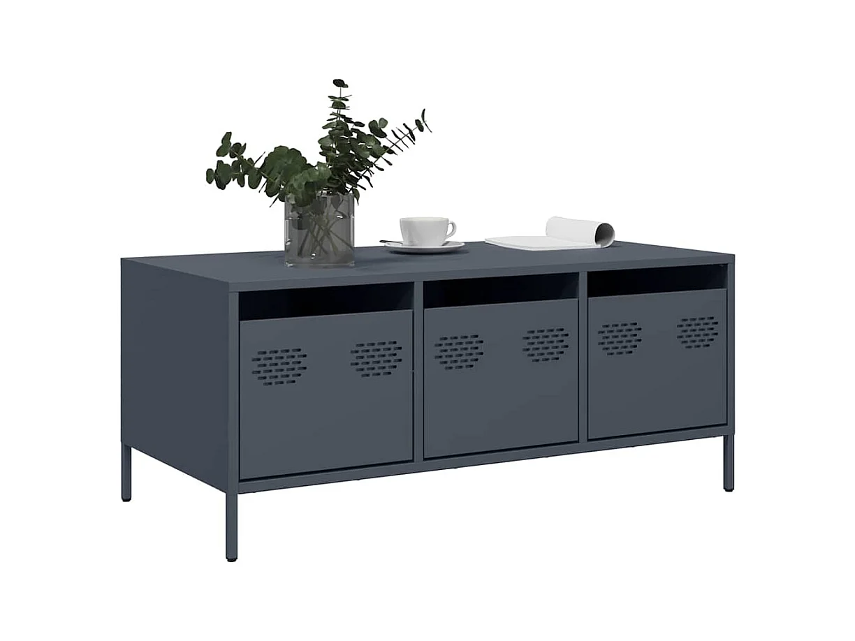 Mesa de centro | Mesa de apoio | Mesa de café 101.5x50x43.5 cm aço laminado a frio antracite