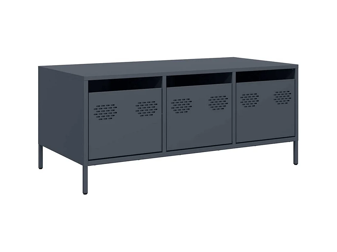Table basse salon-Table d'appoint anthracite 101,5x50x43,5 cm acier laminé à froid SHL43492