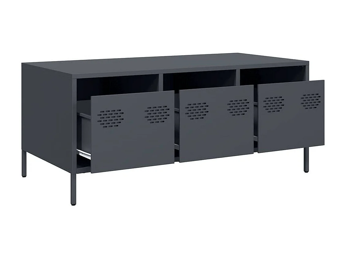 Table basse salon-Table d'appoint anthracite 101,5x50x43,5 cm acier laminé à froid SHL43492