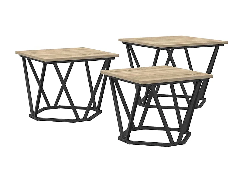 Mesa de centro | Mesa Nido | Mesa auxiliar 3 piezas Roble negro 61x30x50 cm SHL3492