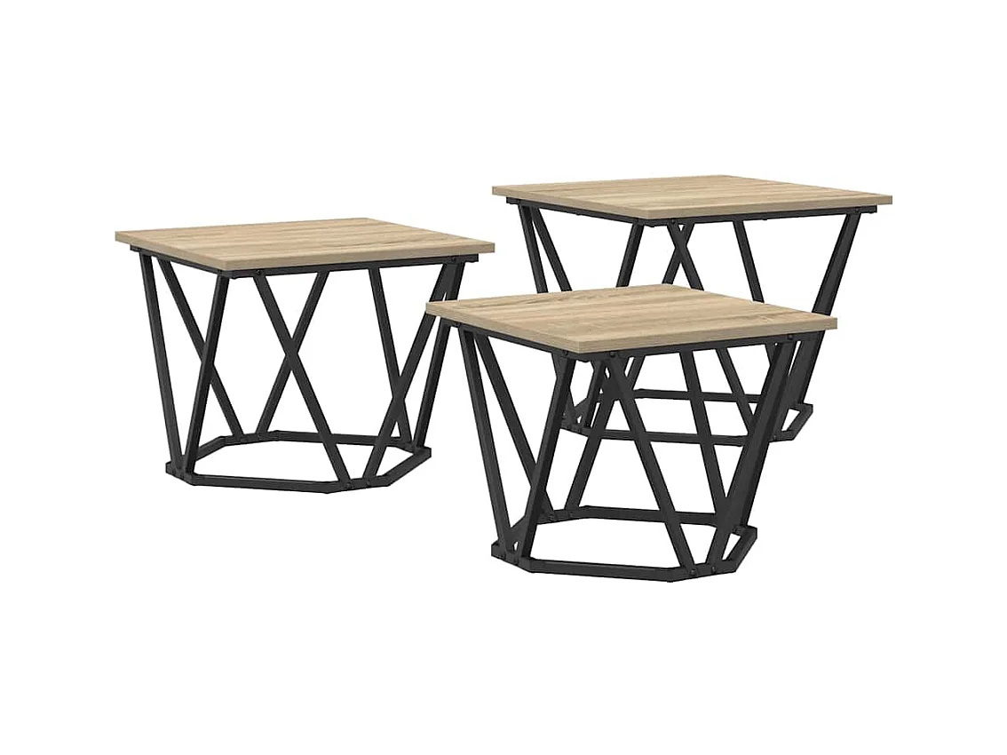 Mesa de centro | Mesa Nido | Mesa auxiliar 3 piezas Roble negro 61x30x50 cm SHL3492